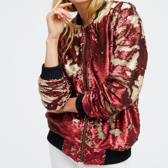 Free People Reversible Sequin Bomber - Picture 2 of 4